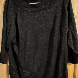 Lane Bryant Shimmering Black V-Neck Top